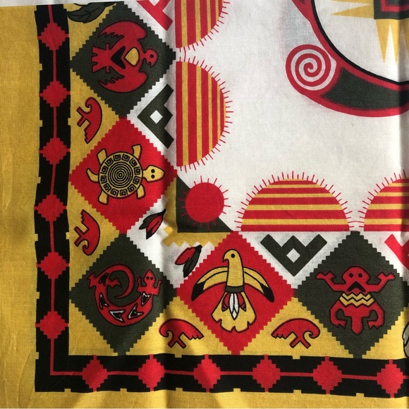 Southwestern Aztec Vintage Gold, Red and Black Native Tribal Bandanna 21”x21” - Picture 10 of 16
